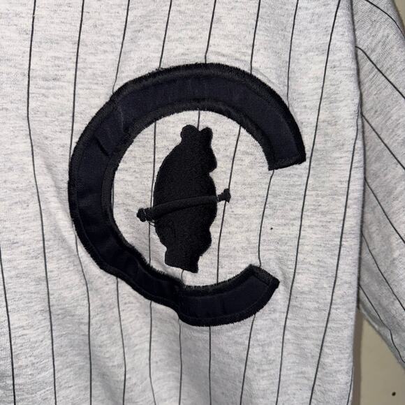 VINTAGE MLB CHICAGO CUBS COLLEGE CONCEPT single stitch pinstripe cotton jersey L - Picture 4 of 6